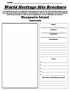 Preview of Macquarie Island (Australia) World Heritage Site Worksheet & WebQuest