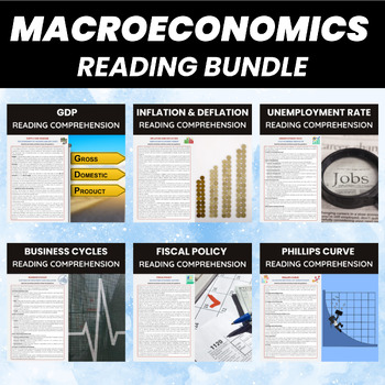 Preview of Macroeconomics Reading Comprehension Bundle | Economic Indicators Business Cycle