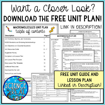 Macromolecules 5E Unit Plan - Secondary Science by Science Is Real