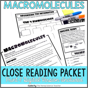 Preview of Macromolecules Close Reading Assignment - Print and Digital