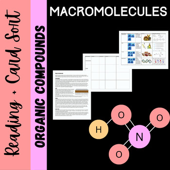 Preview of Macromolecules: Organic Compounds Reading and Card Sort