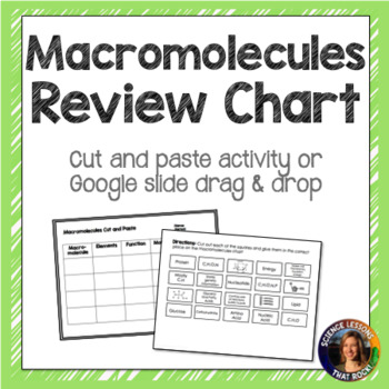 Preview of Macromolecules Review Chart for INB
