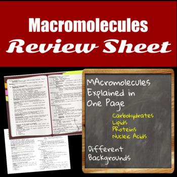 Preview of Macromolecules Review Sheet