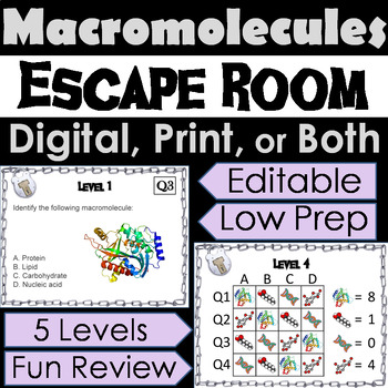 Preview of Macromolecules Activity: Biology Digital Escape Room Science (Organic Compounds)