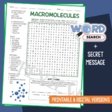 Biology Macromolecules Word Search Puzzle Vocabulary Activity Review Worksheet