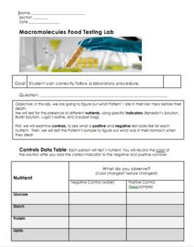 Preview of Macromolecules and Food Testing Lab BUNDLE