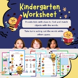 Kindergarten Matching Worksheet (Vehicles,Animals,Fruits a