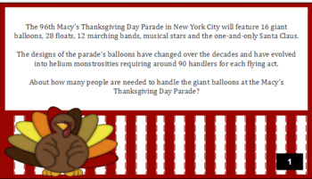Preview of Macy's Thanksgiving Day Parade 5th Grade Math Task Cards