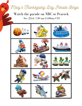 Preview of Macy's Thanksgiving Day Parade Bingo