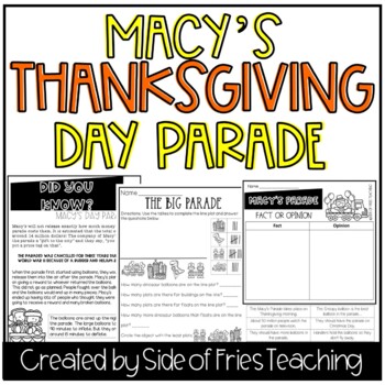 Preview of Macy's Thanksgiving Day Parade Early Finisher Printables