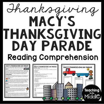 Preview of Macy's Thanksgiving Day Parade Reading Comprehension Worksheet November