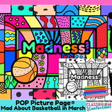 Mad About March Basketball Coloring Page Madness Pop Art C