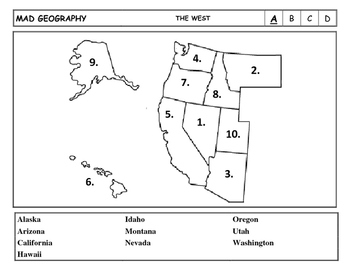 Mad Geography United States Blank Map Tests by Just Suggestions  TPT