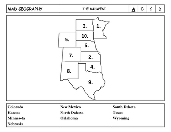 Mad Geography United States Blank Map Tests by Just Suggestions  TPT