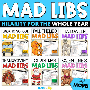 Preview of Mad Libs Bundle | Parts of Speech | Christmas, Halloween, New Year's and More