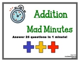 Mad Minute Addition - Answer 25 Questions in 1 Minute!