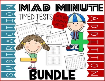 Preview of Mad Minute Addition & Subtraction Bundle - Timed Tests & Answer Sheets