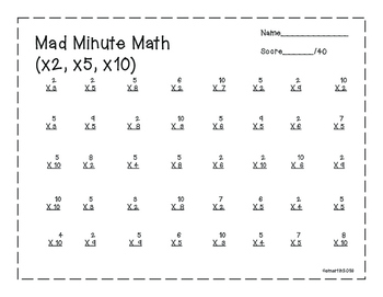 mad minute math 4th grade multiplication fact review tpt