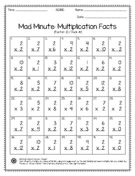 Mad Minute Multiplication Facts 0-12 Pack | TpT