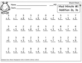Mad Minutes Addition 2s and 3s by Scout's Corner | TpT