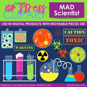 Mad Scientist Clip Art Digital Use Ok By Flapjack Educational