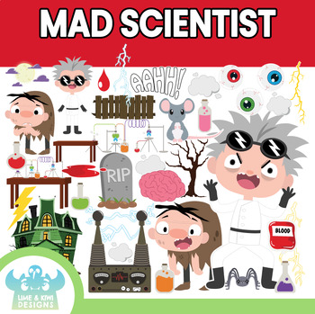 Preview of Mad Scientist Lab Clipart (Lime and Kiwi Designs)
