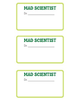 Preview of Mad Scientist Name Tags