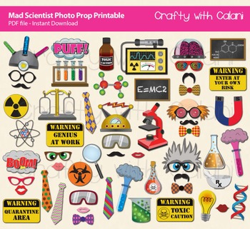 Preview of Mad Scientist Theme Photo Booth Prop, Children Science Theme Props - 58 images