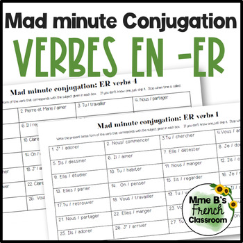 Preview of Mad minute conjugation: French ER verbs in the present tense