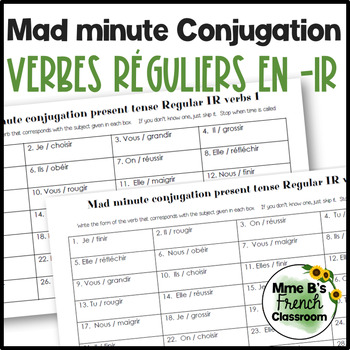 Preview of Mad minute conjugation: French regular IR verbs in the present tense