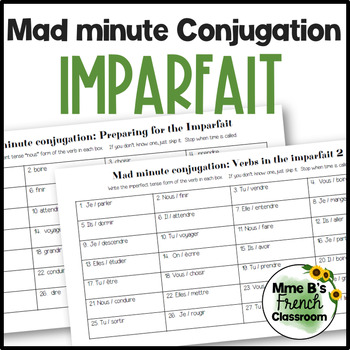 Preview of Mad minute conjugation: French verbs in the imperfect | l'imparfait