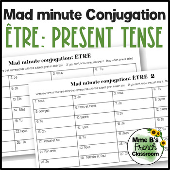 Preview of Mad minute conjugation: être in the present tense