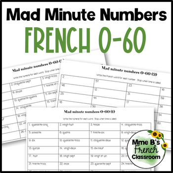 Preview of Mad minute numbers: French numbers 0-60