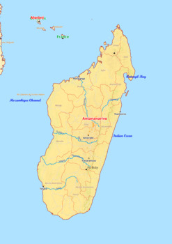 Preview of Madagascar map with cities township counties rivers roads labeled