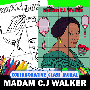 Preview of Madam C.J. Walker Women's History Month Collaborative Mural Project Lesson