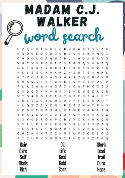 Preview of Madam C.J. Walker No Prep Word search puzzle worksheet activity
