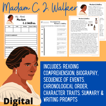 Preview of Madam C. J. Walker Reading Comprehension Google Slides Activities