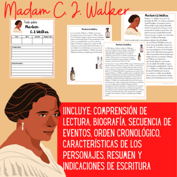 Preview of Madam C. J. Walker Spanish Reading Comprehension Biography and Activities