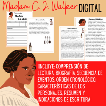 Preview of Madam C. J. Walker Spanish Reading Comprehension Google Slides Activities
