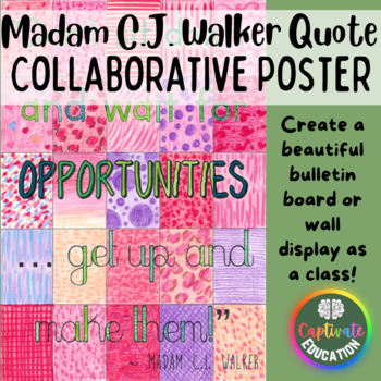 Preview of Madam CJ Walker Quote Collaborative Poster Black History Month Bulletin Board