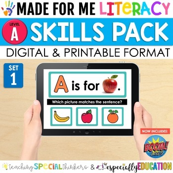 Preview of Made For Me Literacy Digital Skill Practice (Level A: Set 1) Distance Learning