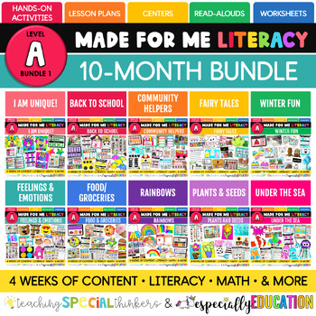 Preview of Made For Me Literacy 10-Month Bundle (Level A) Special Education