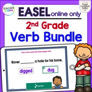 Preview of Made for EASEL Irregular Past Tense VERBS Present Tense SELF-CHECKING BUNDLE 