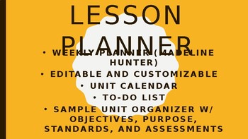 Preview of Madeline Hunter Lesson Plan Template w/ Planner Helpers