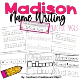 Madison Name Writing Practice Pages and Name Tag