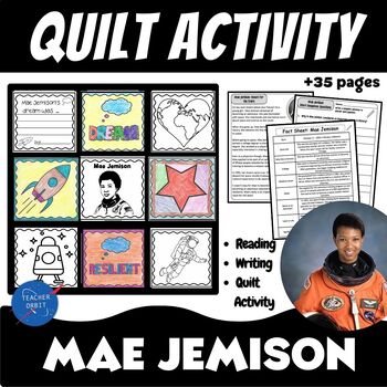 Preview of Mae Among the Stars Create a Collaboration Quilt | Jemison Black History Month