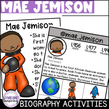 Preview of Mae Jemison Biography Activities, Flip Book, and Report - Black History Month