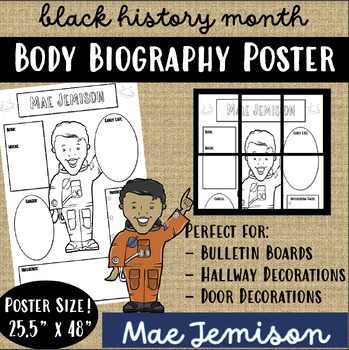 Preview of Mae Jemison Body Biography Collaborative Research Poster-Black History Month