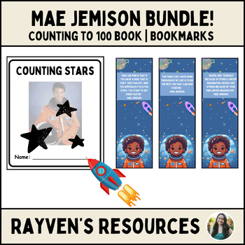 Preview of Mae Jemison Bundle | Black History Month | Math | Counting to 100 | Bookmarks