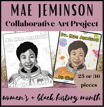 Preview of Mae Jemison Collaborative Mural Poster Art | Women's + Black History Month